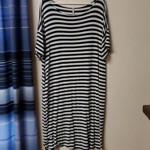 Blue and white stripe dress